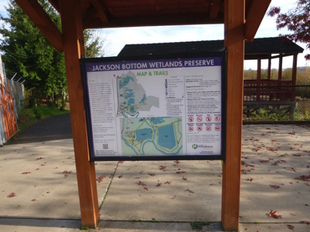 Information kiosk – map of preserve and trails – open dawn to dusk – hours & admission – rules & regulations